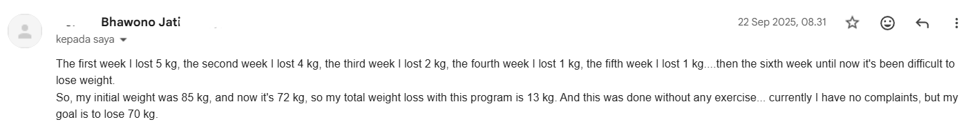 Bhawono Jati: 85 kg to 72 kg in 6 weeks without any exercise, week-by-week breakdown
